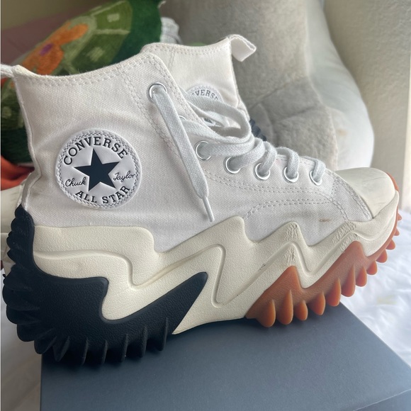 Converse White and Black High-Top Sneakers - Picture 2 of 5